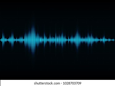 Sound waves oscillating glow light, Abstract technology background - Vector