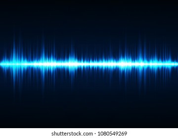 Sound waves oscillating glow light, Abstract technology background - Vector