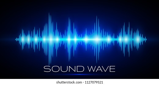 Sound waves oscillating glow light, Digital wave, Abstract technology background - Vector.