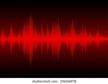 Sound Waves Oscillating Glow Light, Abstract Technology Background - Vector