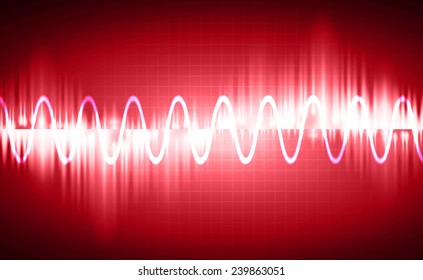 Sound waves oscillating glow light, Abstract technology background. Vector.
