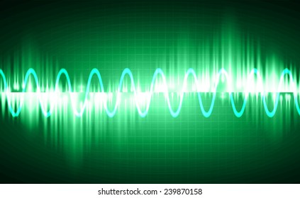 Sound waves oscillating glow light, Abstract technology background. Vector.