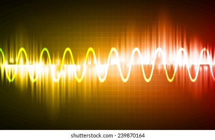 Sound waves oscillating glow light, Abstract technology background. Vector.