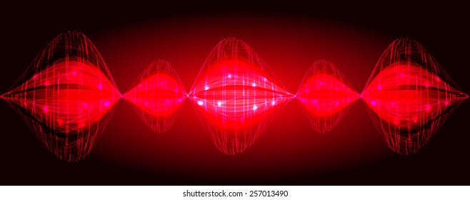 Sound waves oscillating glow light, red Abstract technology background. Vector. Technology background set for computer graphic website internet and business. text box. Brochure. card.