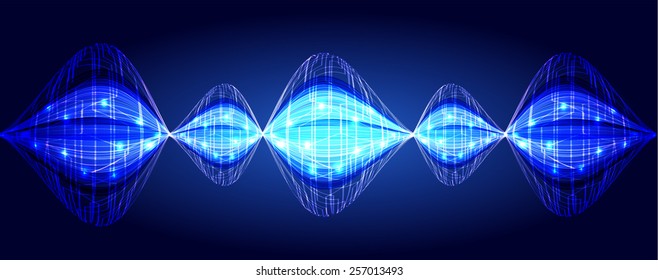 Sound waves oscillating glow light, dark blue Abstract technology background. Vector. Technology background set for computer graphic website internet and business. text box. Brochure. card.