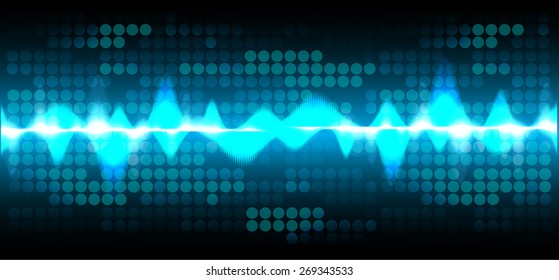 Sound waves oscillating glow light, Abstract technology background. Vector. blue background. sound wave.