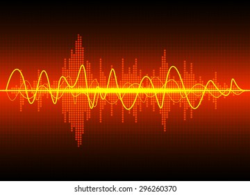 Sound waves oscillating glow light, Abstract technology background - Vector