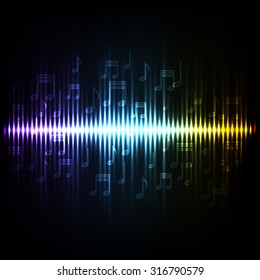 Sound waves oscillating glow light. Abstract technology background.EPS10