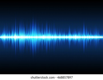 Sound waves oscillating glow light, Abstract technology background - Vector