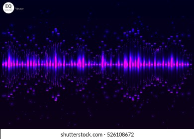 Sound waves oscillating glow light, Abstract technology background - Vector
