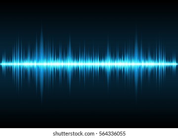 Sound Waves Oscillating Glow Light, Abstract Technology Background - Vector