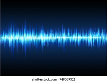 Sound waves oscillating glow light, Abstract technology background - Vector

