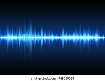 Sound waves oscillating glow light, Abstract technology background - Vector
