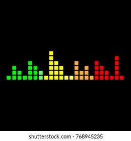 Sound waves oscillating glow light in colorful tone on black background, Technology digital splash or explosion concept, Neon sound waves in music production, radio player or voice tone.