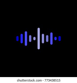 Sound waves oscillating glow light in blue tone on black background, Technology digital splash or explosion concept, Neon sound waves in music production, radio player or voice tone.