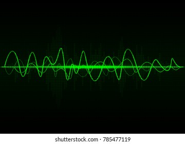 Sound waves oscillating glow light, Abstract technology background - Vector