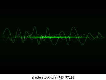 Sound waves oscillating glow light, Abstract technology background - Vector