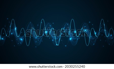 Sound waves oscillating glow light, Abstract technology background 