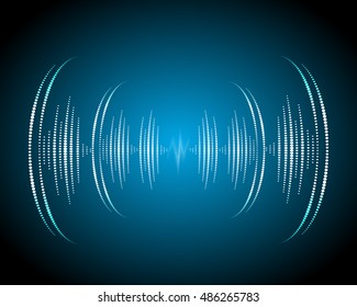 Sound waves oscillating glow, neon light. Abstract technology background ,music background, vector illustration