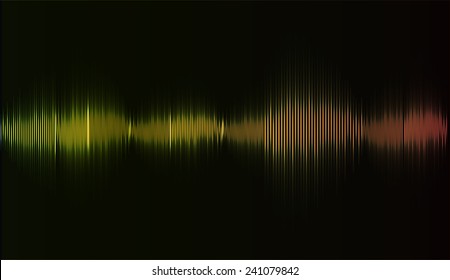 Sound waves oscillating glow orange light, Abstract technology background. Vector.