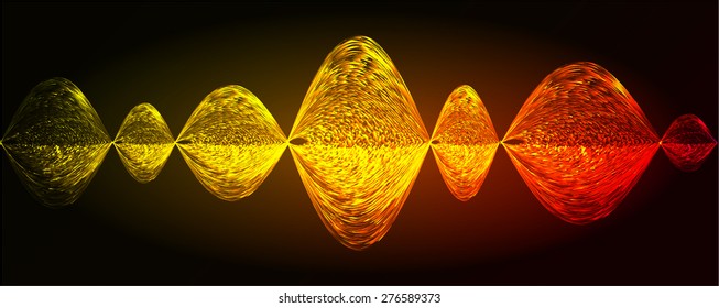 Sound waves oscillating glow orange red light, Abstract technology background. Vector. infographics.