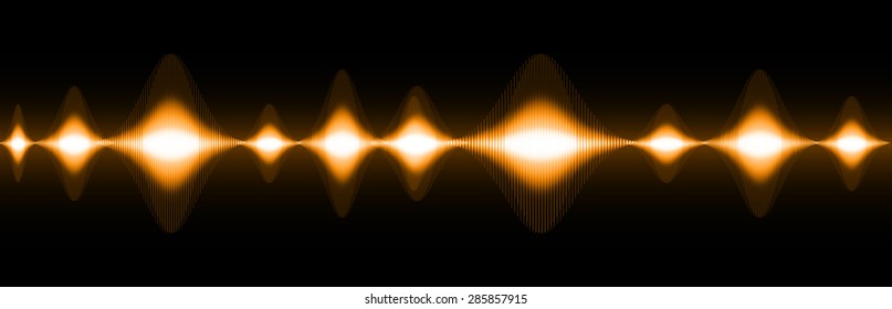 Sound waves oscillating glow orange light, Abstract technology background. Vector