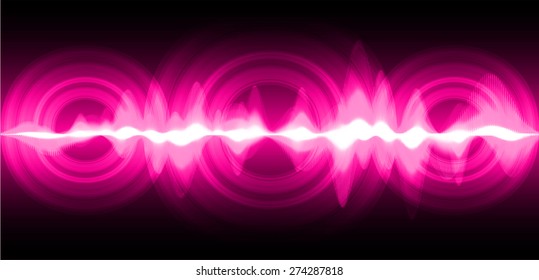 Sound waves oscillating glow pink light, Abstract technology background. Vector . audio speaker. volume. infographics