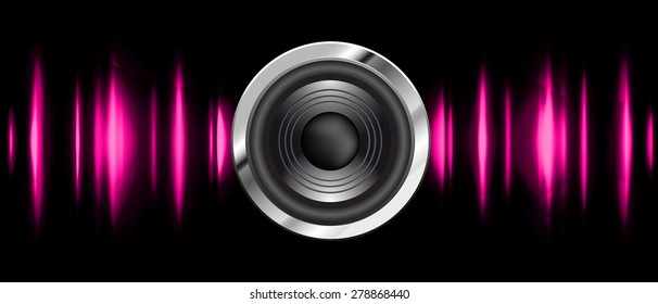 Sound waves oscillating glow pink light, Abstract technology background. Vector. infographics. wave