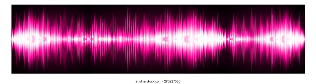 Sound waves oscillating glow pink light, Abstract technology background. Vector.