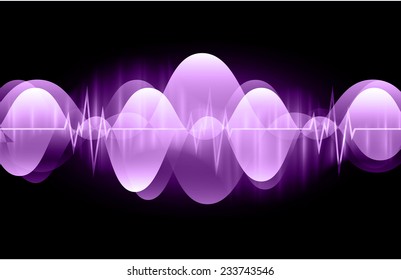 Sound waves oscillating glow purple light, Abstract technology background. Vector. Light Abstract Technology background for computer graphic website and internet.