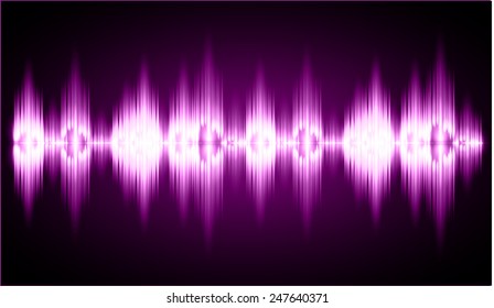 Sound waves oscillating glow purple light, Abstract technology background. Vector.