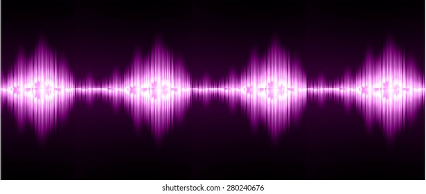 Sound waves oscillating glow purple light, Abstract technology background. Vector.