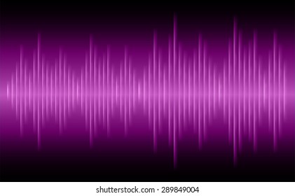 Sound waves oscillating glow purple light, Abstract technology background. Vector.
