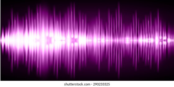 Sound waves oscillating glow purple light, Abstract technology background. Vector. infographics