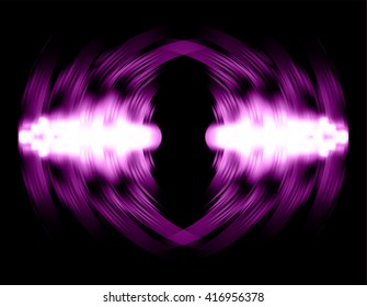 Sound waves oscillating glow purple light, Abstract technology background. Vector.