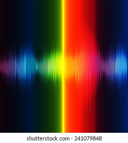 Sound waves oscillating glow red light, Abstract technology background. Vector.