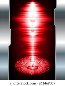 Sound waves oscillating glow red light, Abstract technology background. Vector. silver