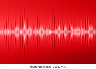 Sound waves oscillating glow red light, Abstract technology background. Vector.