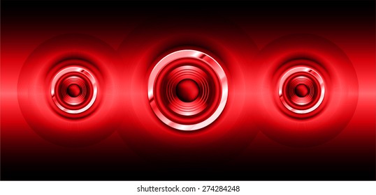 Sound waves oscillating glow red light, Abstract technology background. Vector . audio speaker. volume. infographics