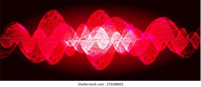 Sound waves oscillating glow red light, Abstract technology background. Vector. infographics.