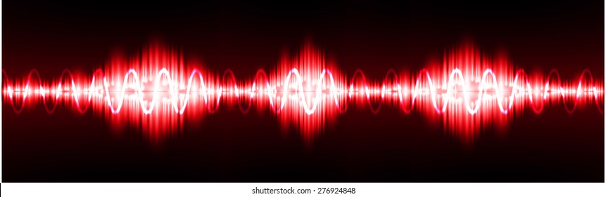 Sound waves oscillating glow red light, Abstract technology background. Vector. infographics.