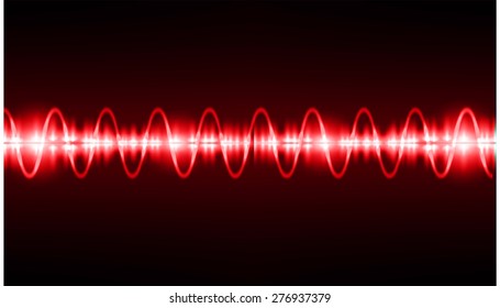 Sound waves oscillating glow red light, Abstract technology background. Vector.