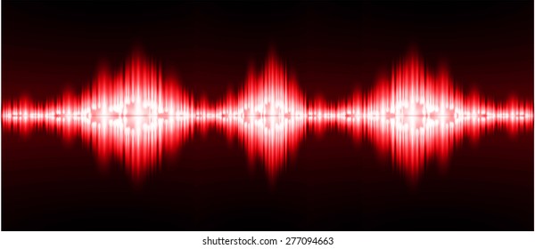 Sound waves oscillating glow red light, Abstract technology background. Vector. infographics.