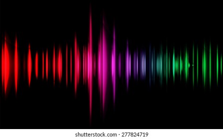 Sound waves oscillating glow red pink purple green light, Abstract technology background. Vector. infographics. wave