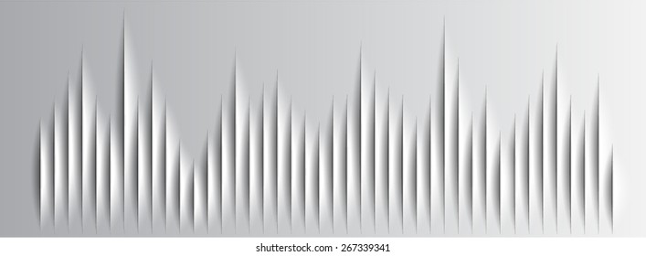 Sound waves oscillating glow silver gray light, Abstract technology background. Vector. Pulse