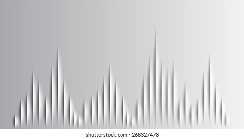 Sound waves oscillating glow silver light, Abstract technology background. Vector. white