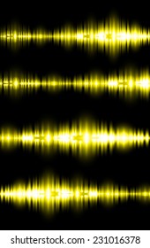 Sound waves oscillating glow yellow light, Abstract technology background. Vector. 