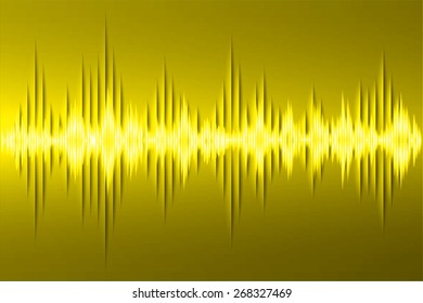 Sound waves oscillating glow yellow light, Abstract technology background. Vector.