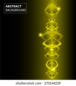 Sound waves oscillating glow yellow light, Abstract technology background. Vector. black background. text box. card. label. banner. Brochure.
