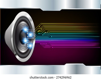 Sound waves oscillating glow yellow blue purple light, Abstract Technology background for computer graphic website internet business. circuit. Vector illustration. volume